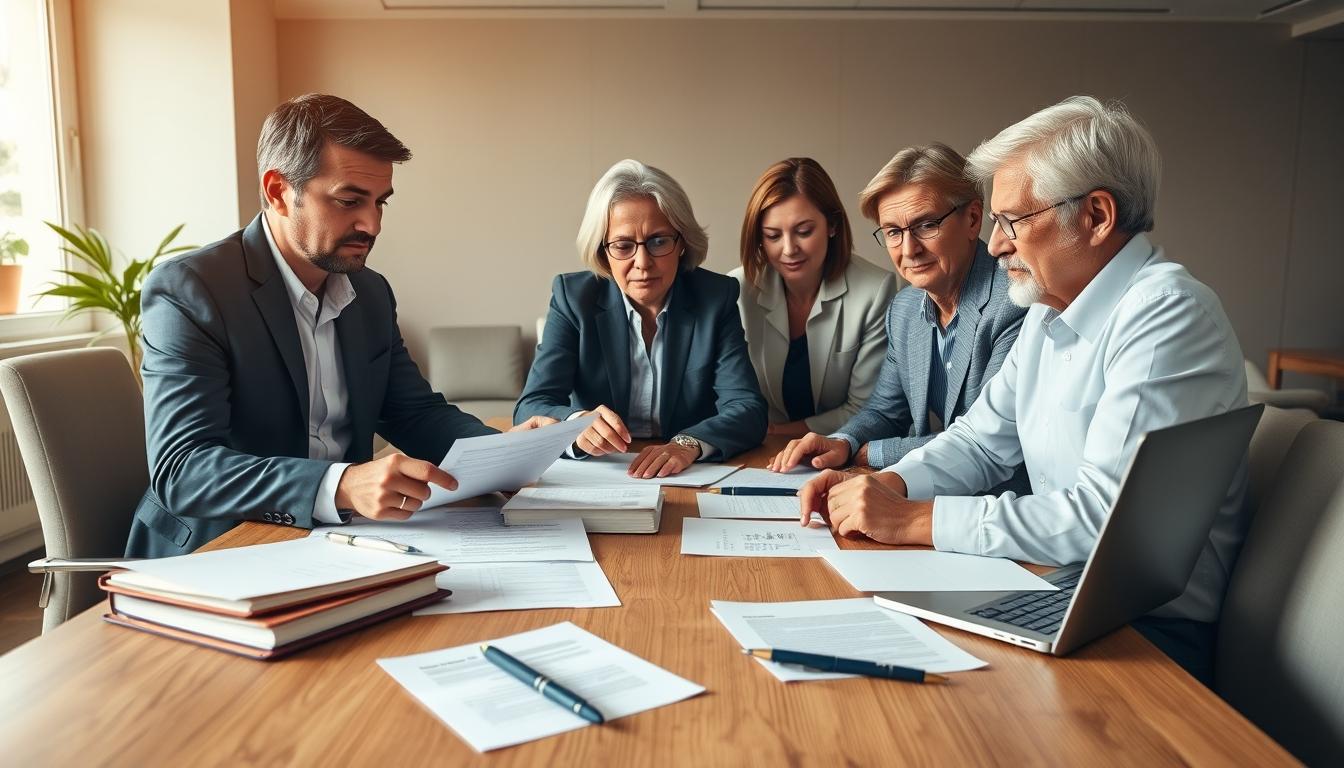 Family reviewing legal documents